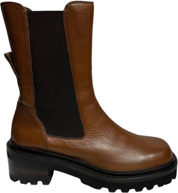 Bruno Premi Leren enkellaarzen rubberen zool Brown Dames