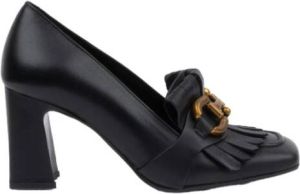 Bruno Premi Zwarte leren mocassin met 80mm hak Zwart Dames