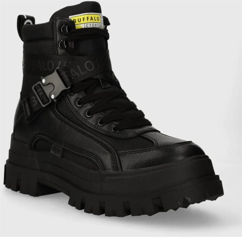 BUFFALO Veterboots 'ASPHA COM1 LACEUP MID' lichtgroen zwart wit