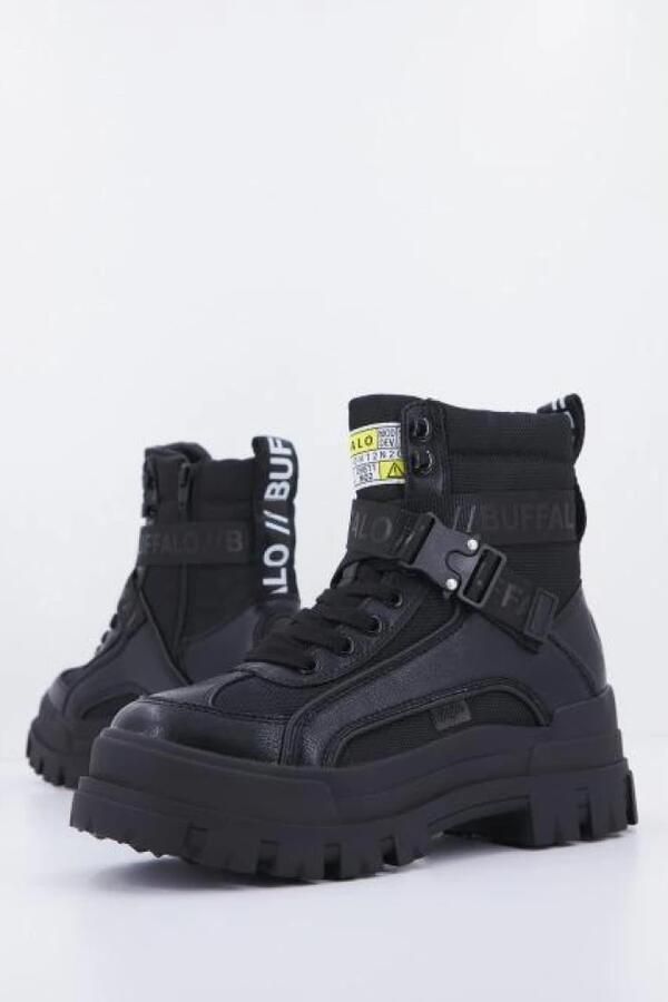 Buffalo Winterlaarzen Aspha Com1 Vegan Veterenkellaars plateaubots met binnenzijde ritssluiting - Foto 4