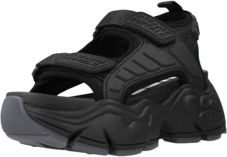 Buffalo Dames plateausandalen Binary Track Black Dames