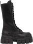 Buffalo Zwarte Veterschoenen met Plateauzool - Thumbnail 1