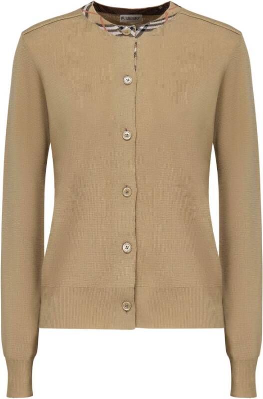 Burberry Beige Wollen Trui Ribbelboord