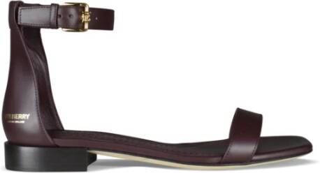 Burberry Bordeauxrode Leren Sandalen Bruin Dames