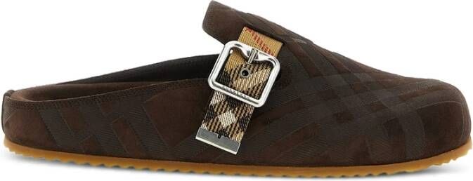 Burberry Bruin Geruit Patroon Riem Suède Schoenen