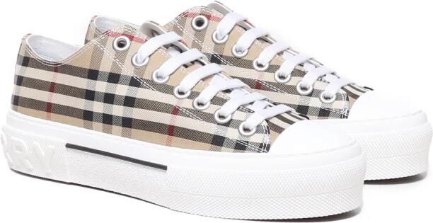 Burberry Beige Lage Sneakers met Herhaald Merkpatroon Beige Dames - Foto 4
