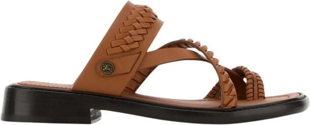 Burberry Caramel Leren Teenslippers