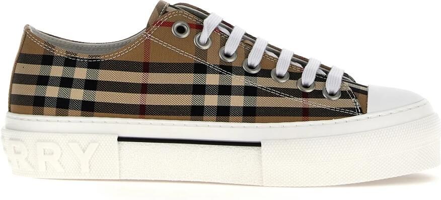 Burberry Beige Sneakers van Biologisch Katoen met Vintage Check Motief Beige Heren