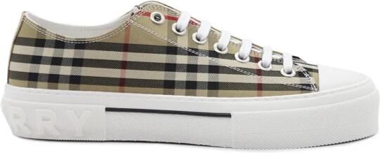 Burberry Beige Sneakers van Biologisch Katoen met Vintage Check Motief Beige Heren