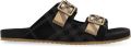 Burberry Check Suede Urchin Sandalen - Zwart
