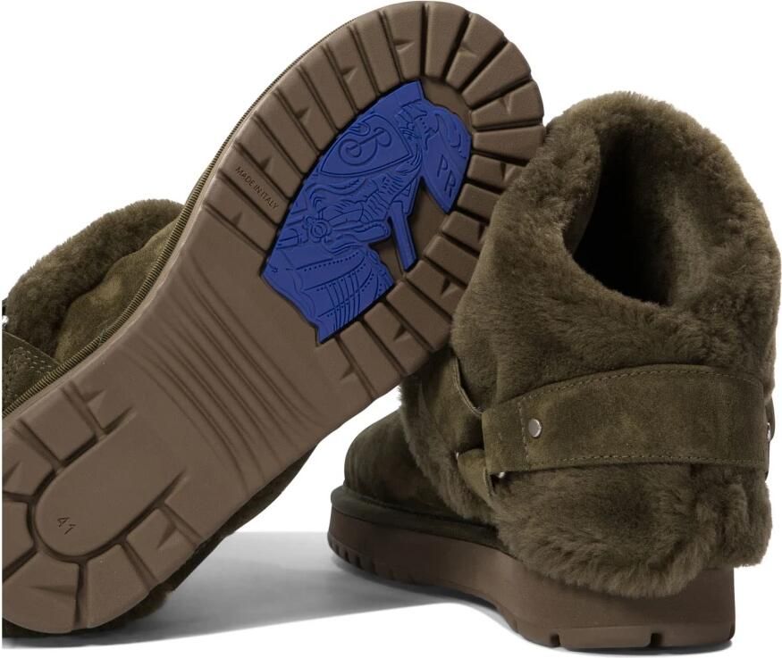 Burberry Groene Enkellaarzen Met Zachte Bontvoering