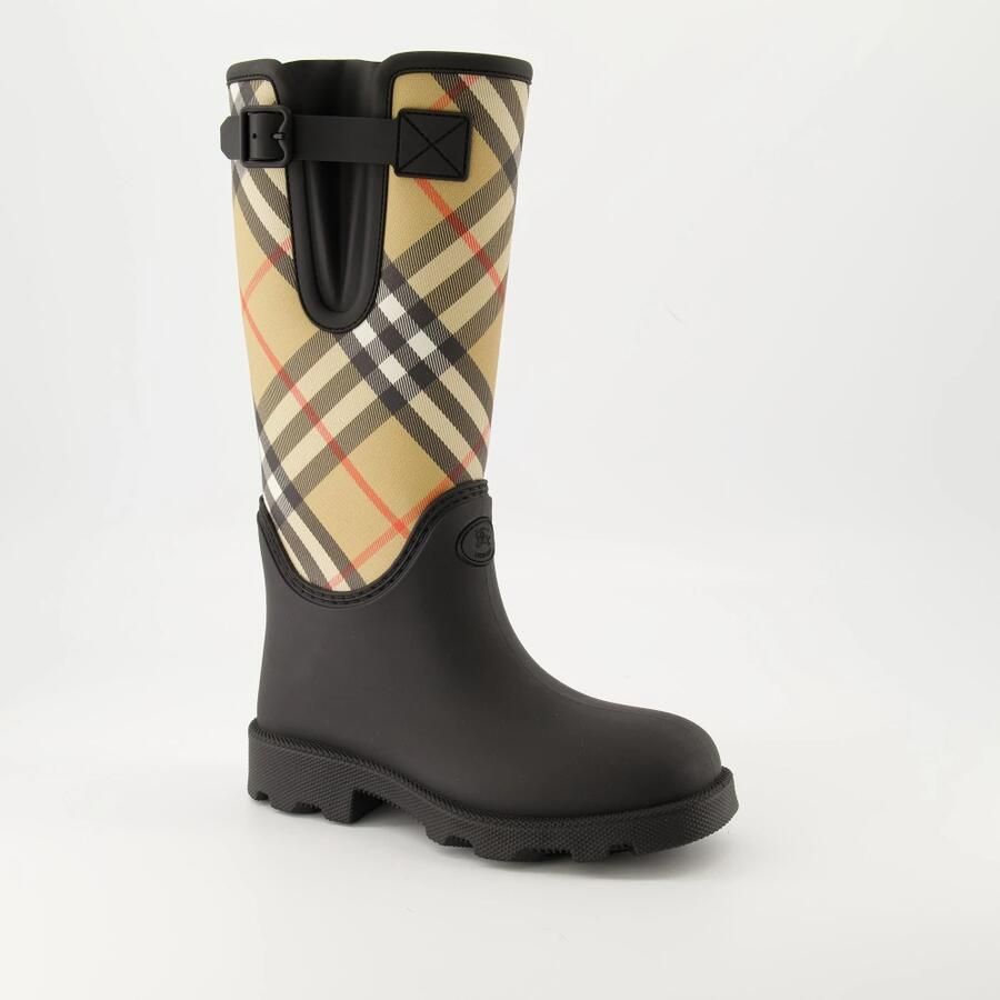 Burberry Boots Woven Check Rain Boots With Adjustable Buckle And in zwart - Foto 2
