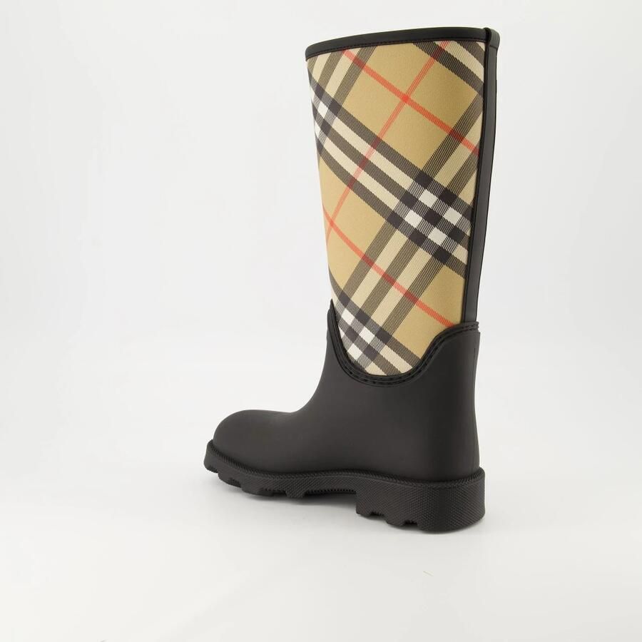 Burberry Boots Woven Check Rain Boots With Adjustable Buckle And in zwart - Foto 3