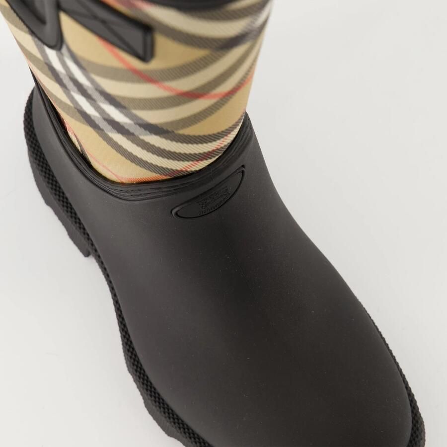 Burberry Boots Woven Check Rain Boots With Adjustable Buckle And in zwart - Foto 4
