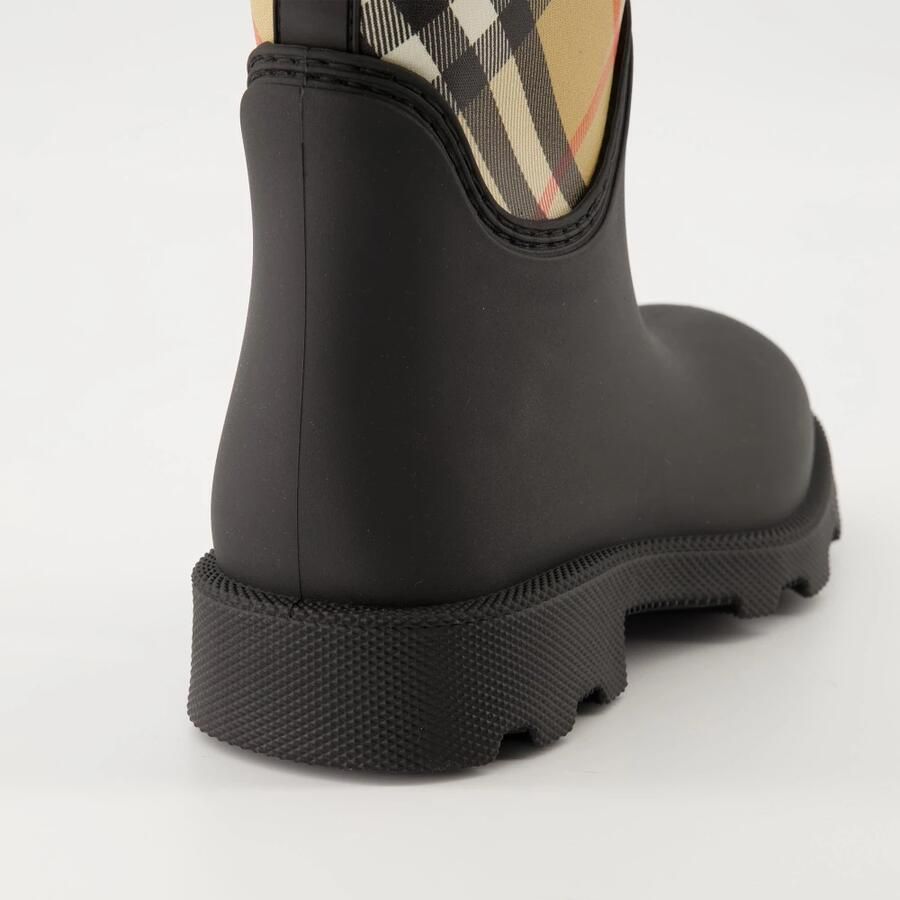 Burberry Boots Woven Check Rain Boots With Adjustable Buckle And in zwart - Foto 5