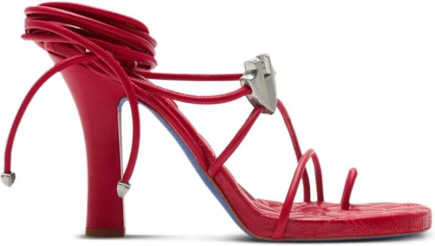 Burberry Rode Leren Sandalen voor Vrouwen