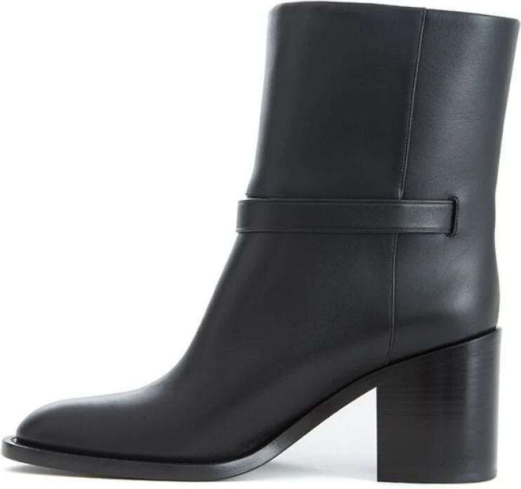 Burberry Zwarte Leren Enkellaarzen met Gespsluiting Black Dames