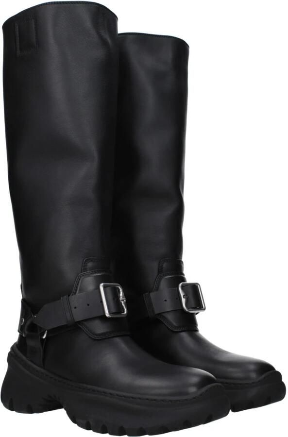Burberry Italiaanse Leren Hoge Laarzen Black Dames - Foto 2