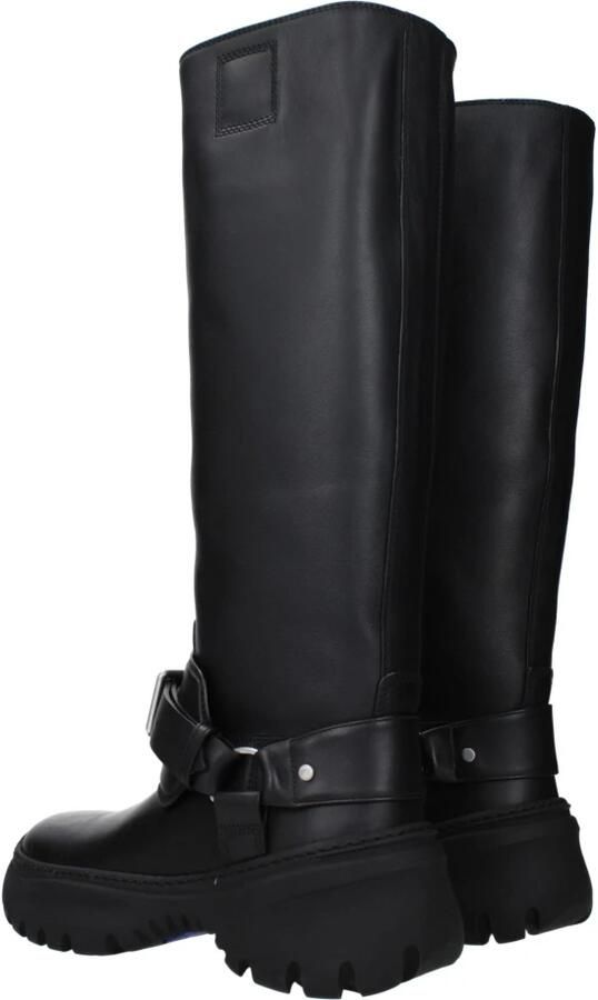 Burberry Italiaanse Leren Hoge Laarzen Black Dames - Foto 4