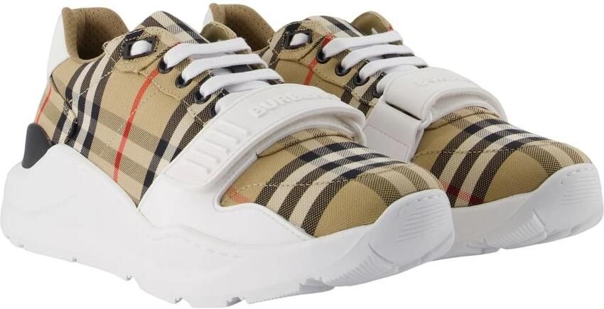 Burberry men regis sneaker in vintage check suede and leather mix Beige Heren - Foto 3