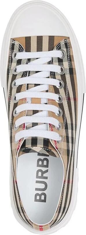 Burberry Beige Lage Sneakers met Herhaald Merkpatroon Beige Dames