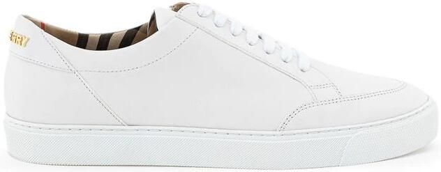Burberry Witte Leren Sneaker met Gouden Logo