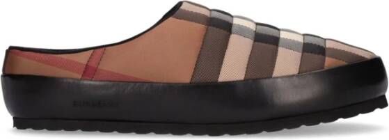 Burberry Check pantoffel met lamsleren details