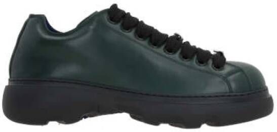 Burberry Donkergroene lage leren sneakers Green Heren