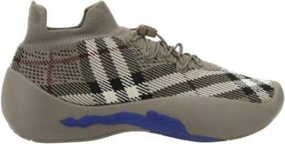 Burberry Geperforeerde Check Sneakers met Geribbelde Boord Multicolor Heren