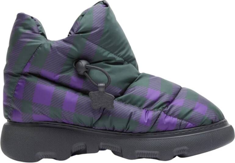 Burberry Geruite Kussenlaarzen met Trackzool Purple Dames