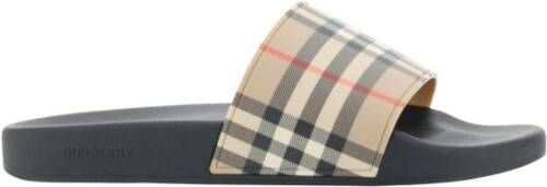 Burberry Geruite Patroon Slides Model 8056942 Brown Heren
