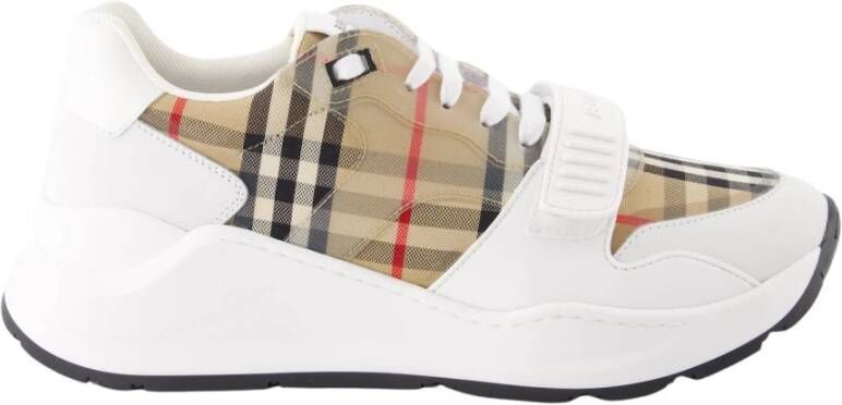 Burberry Witte Sneakers met Klittenbandsluiting en Logolabel White Heren