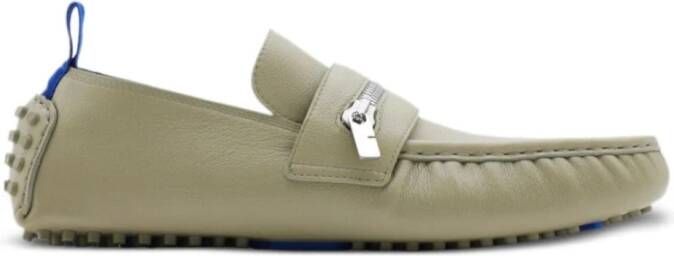 Burberry Groene Olijf Metallic Zip Mocassin