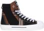 Burberry Hoge sneakers met multi-materiaal paneeldetail in iconisch Dark Birch Brown Check Bruin Heren - Thumbnail 1