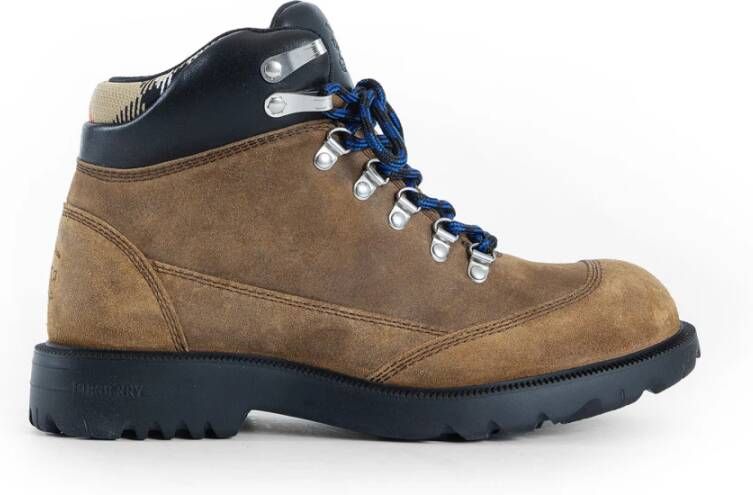 Burberry Hoge suède leren sneakers met ruitkraag