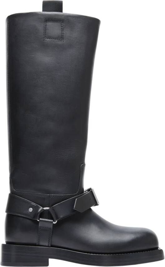 Burberry Zwarte Gesloten Hoge Leren Laarzen Black Dames