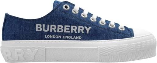 Burberry Blauwe Denim Canvas Sneakers Blauw Dames