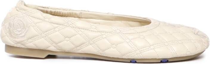 Burberry Leren Ballerina Flats met Gewatteerd Ontwerp Beige Dames