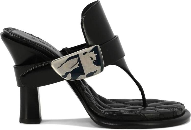 Burberry Leren Bay Sandalen Black Dames