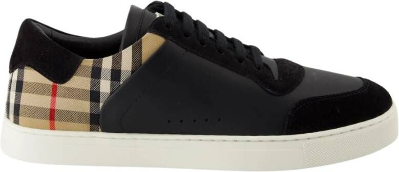 Burberry Leren en Fluweel Check Sneakers Black Heren