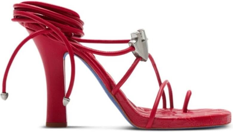 Burberry Rode Leren Sandalen voor Vrouwen