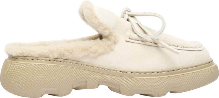 Burberry Shearling Stony Mules Beige Dames