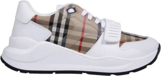 Burberry Witte Sneakers met Klittenbandsluiting en Logolabel White Heren