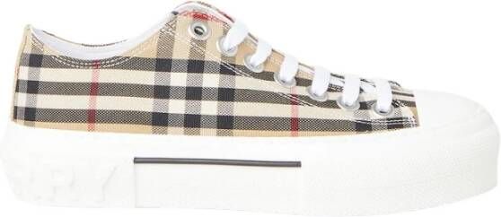 Burberry Beige Lage Sneakers met Herhaald Merkpatroon Beige Dames