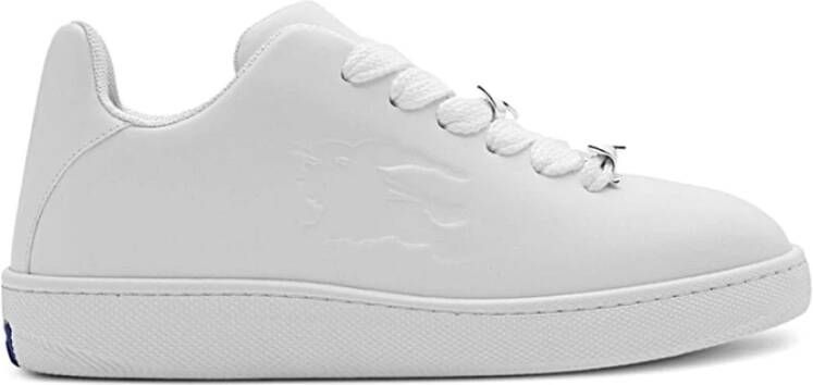 Burberry Witte Leren Sneakers Ronde Neus Vetersluiting White Dames