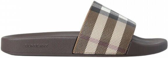 Burberry Schuifregelaars Bruine Witte en Zwarte Sandalen Brown Heren