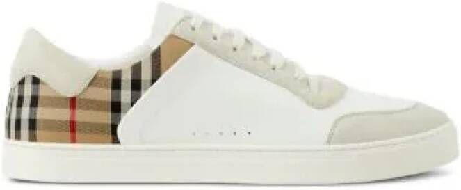 Burberry Witte Sneakers met Check Panelen White Heren