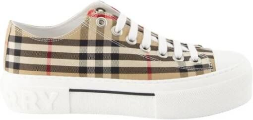 Burberry Beige Lage Sneakers met Herhaald Merkpatroon Beige Dames