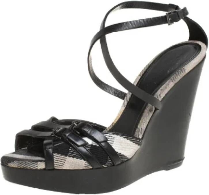 Burberry Vintage Pre-owned Leather sandals Black Dames