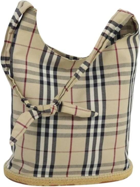 Burberry Vintage Tweedehands Beige Canvas Espadrille Tote